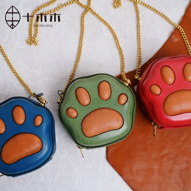 【十木木】熊掌包植鞣牛皮手工制作可爱俏皮亲子包真皮女包