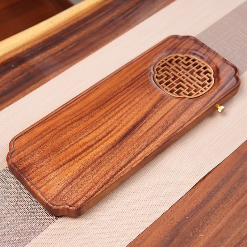 胡桃木海棠42*16*2.2蓄水储水两用实木干泡台复古长方形茶盘