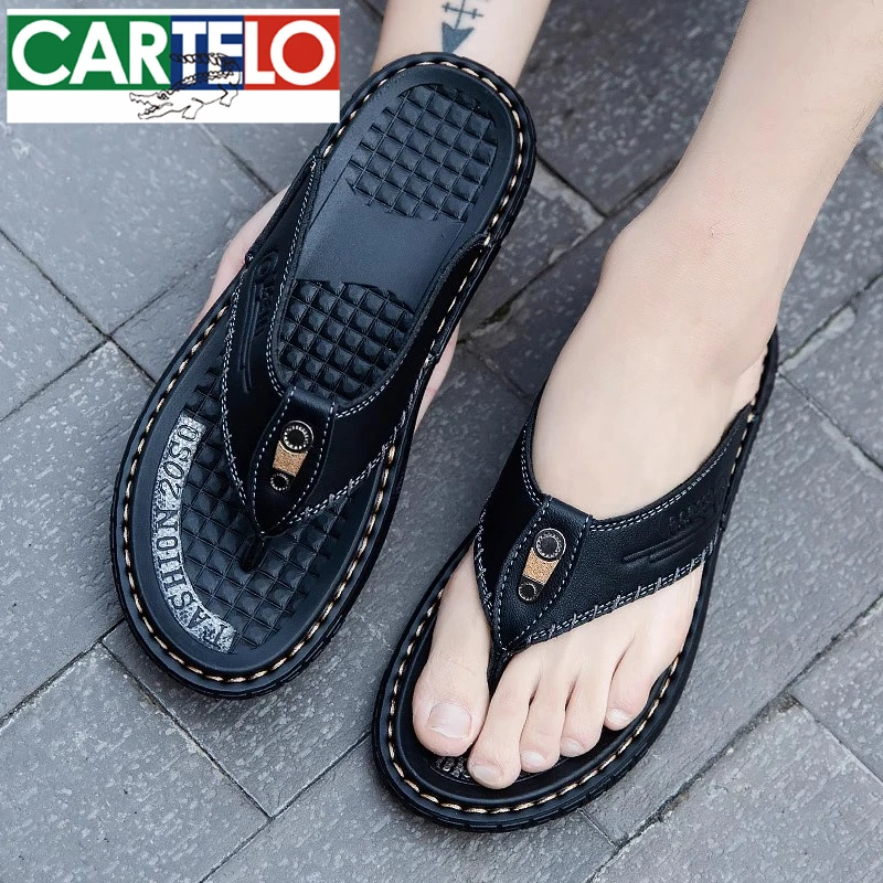 CARTELO/卡帝乐鳄鱼夏季拖鞋男款个性人字拖男士外穿防滑防水凉拖
