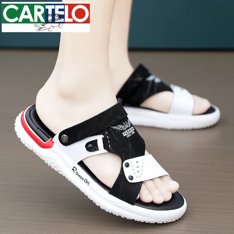CARTELO/卡帝乐鳄鱼凉鞋男夏季新款外穿休闲凉拖鞋两用男士沙滩鞋