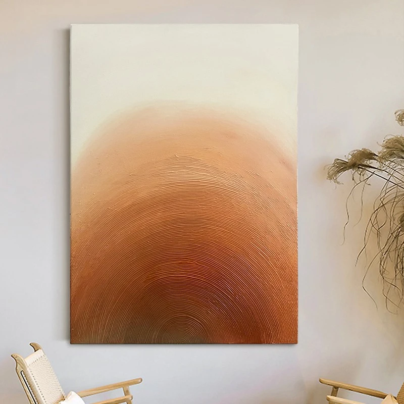 FLD.原创手绘油画《事事有橙》客厅侘寂风装饰画现代玄关抽象画肌理