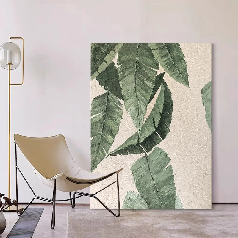 FLD.手绘油画《家大业大》现代简约装饰画大幅玄关卧室客厅绿植挂画