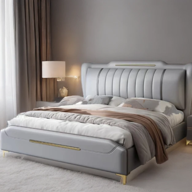 xm-1908轻奢简约意式可高箱储物主卧北欧软体家具高端定制源头