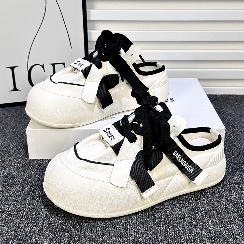 增高4cm厚底包头半拖鞋女外穿2024夏季新款百搭时尚一脚蹬女鞋子