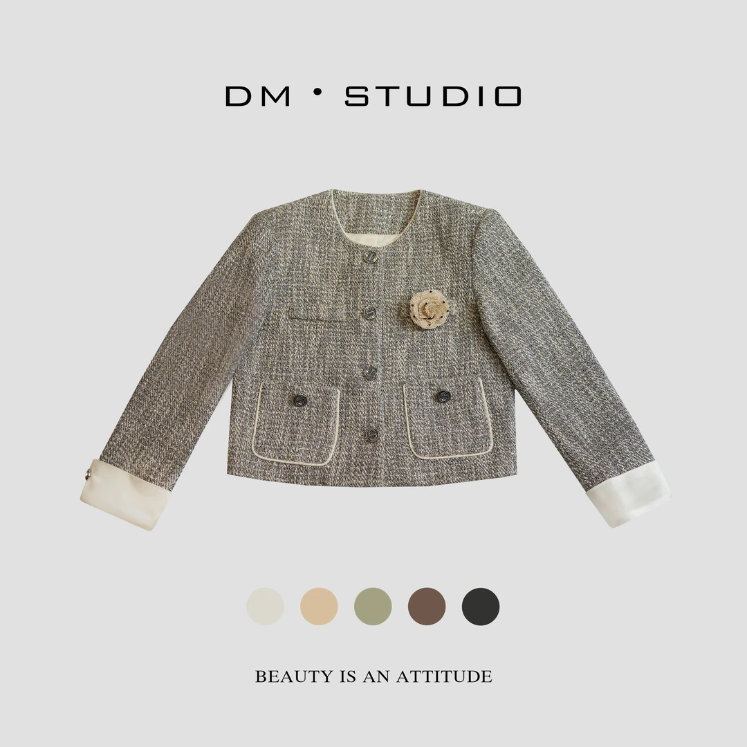 DM•STUDIO/秋冬轻奢法式气质高级感山茶花小香外套（1229）