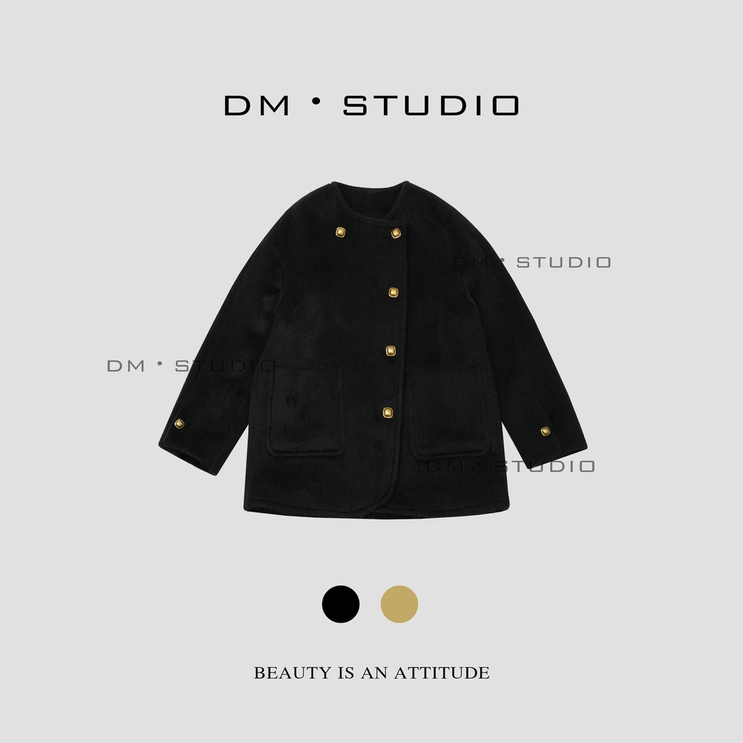 DM•STUDIO/秋冬气质设计感（绵羊毛+羊驼毛）苏力外套大衣（1068）.
