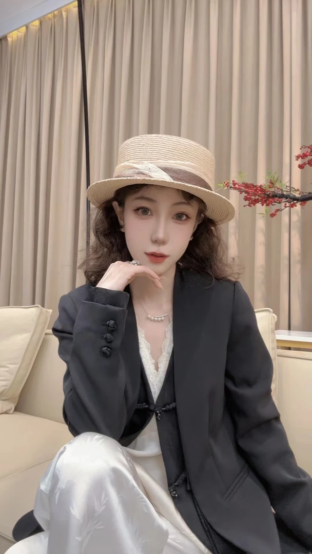 DEDM-DM•STUDIO/优雅小众气质纯色设计感对襟盘扣西服外套（92920）