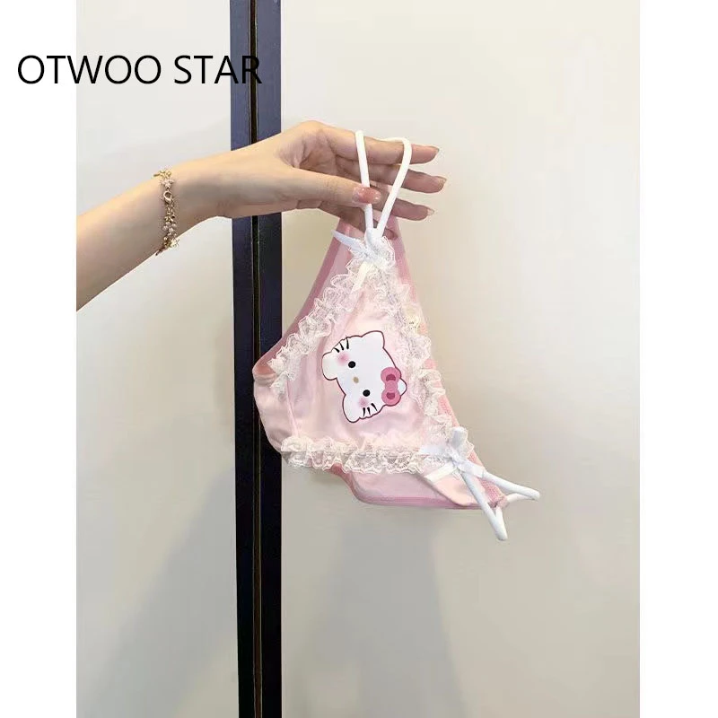 OTWOOSTAR纾适凯蒂猫甜美蕾丝边日系学生幼儿三角裤夏季少女内衣