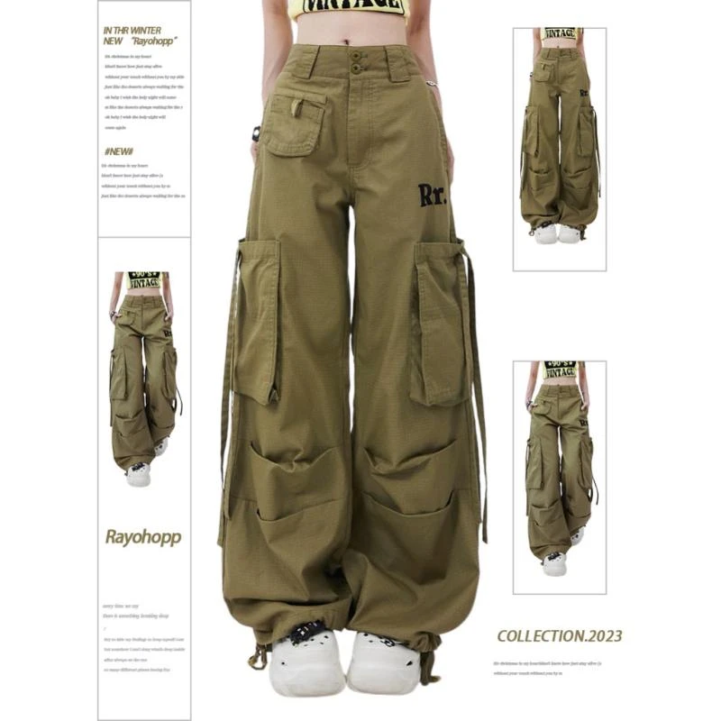 工装裤女秋季美式高街个性大口袋设计休闲百搭阔腿裤ins