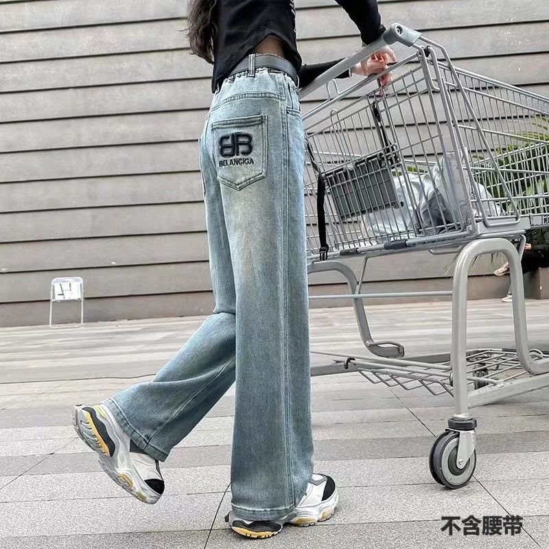 女童裤子2024新款秋装儿童牛仔裤中大童女孩洋气长裤春秋款休闲裤