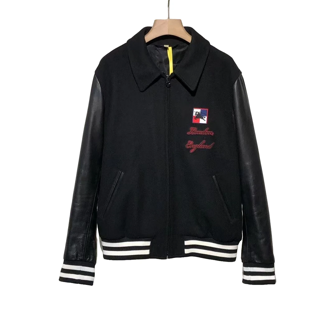 95新 BURBERRY/博柏利 皮拼接 战马刺绣 外套/58码/XG-Y16071