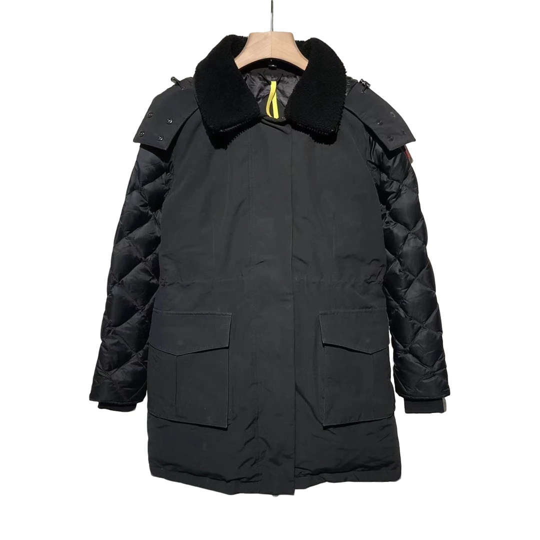95新 加拿大鹅 黑色 毛领 羽绒服/L码/XG-Y15787