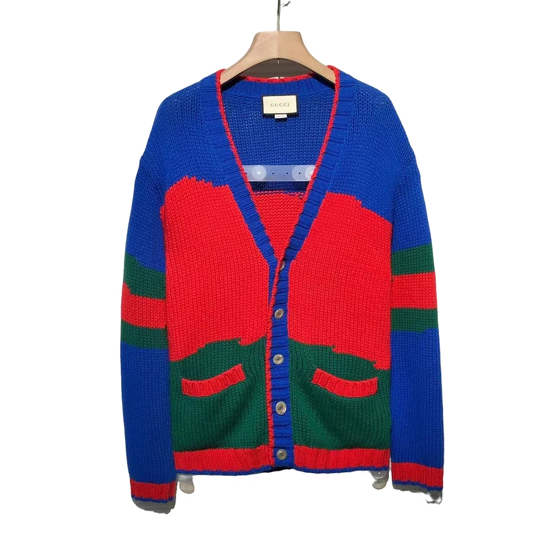 95新 GUCCI/古驰 撞色拼接 休闲时尚 毛衣 外套/S码/XG-Y16911