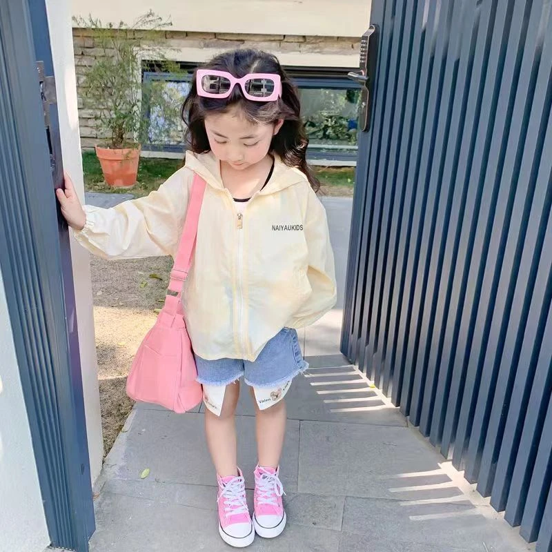 1【现货】女童儿童韩版休闲上衣连帽外套夏季女童防晒服防晒衣