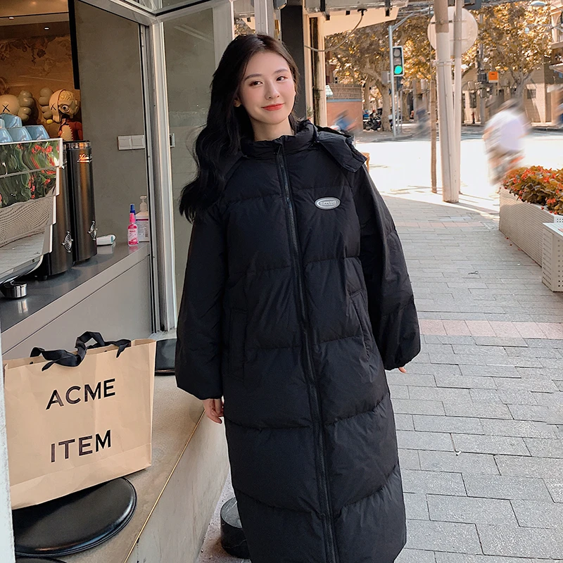 黑色学院风小个子减龄棉衣女2024年冬季新款加厚保暖长款棉服棉袄