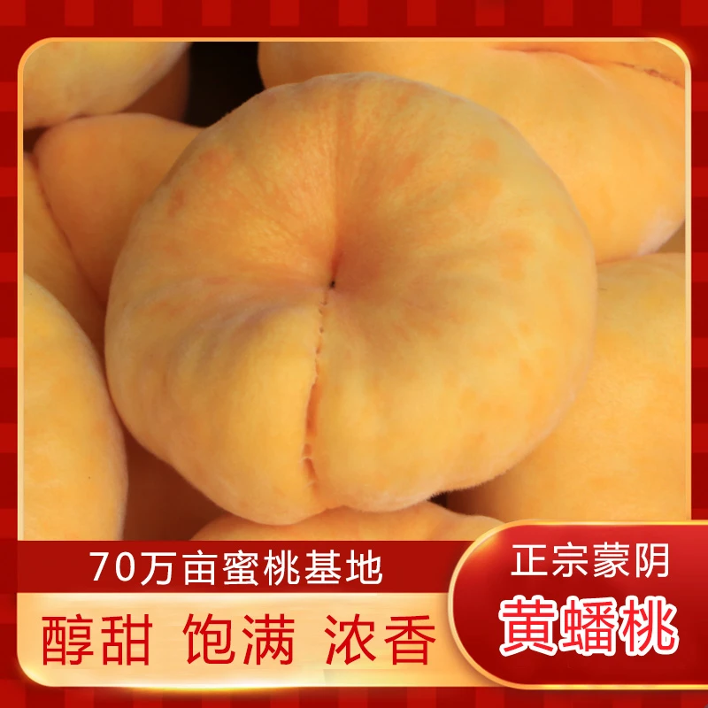 山东蒙阴黄毛蟠桃彩虹蟠桃精选大果脆甜多汁带箱4.5斤清脆
