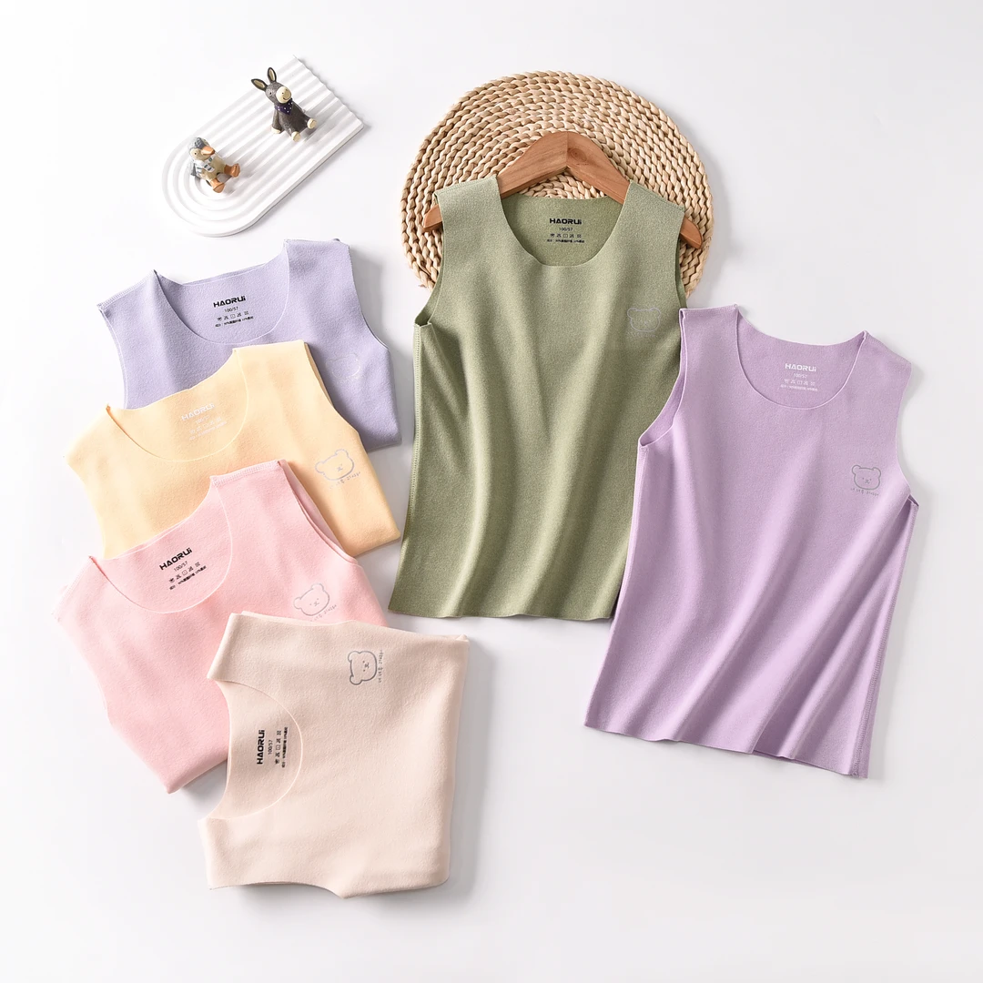 新品宝宝小背心内衣双面磨毛无痕保暖加绒无袖秋冬季内穿加厚儿童