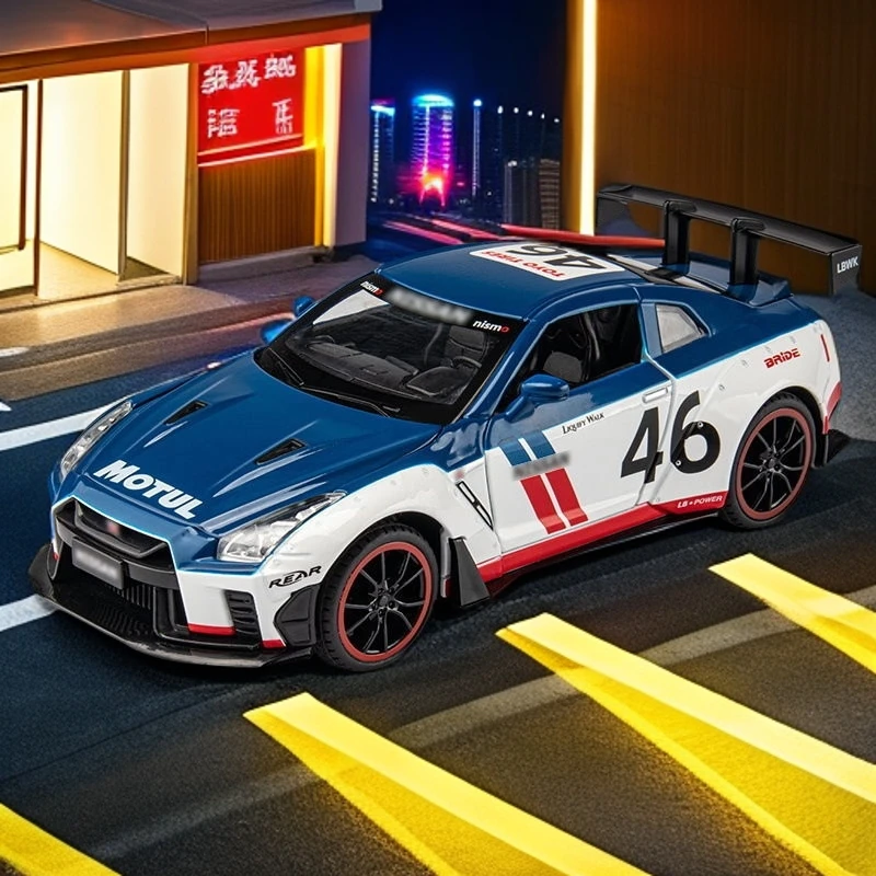 【JDM】1:22日产GTR 46号涂装限定合金全开车模摆件