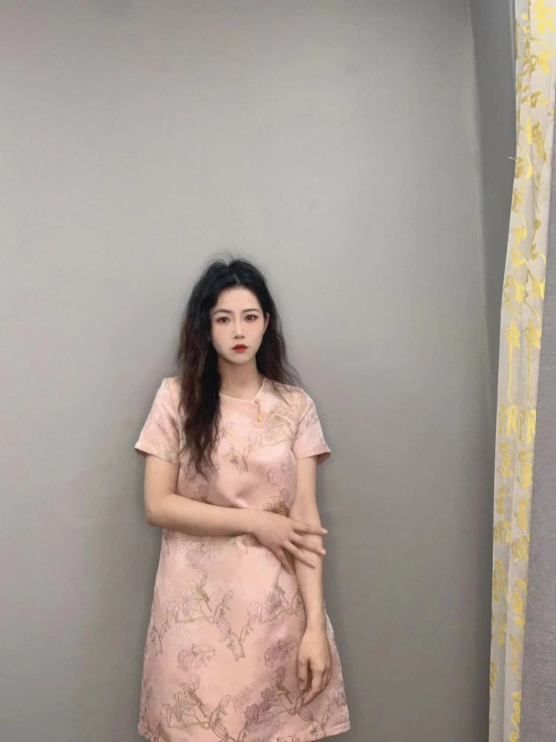 九月  好事发生    新款气质重工提花国风中式连衣裙