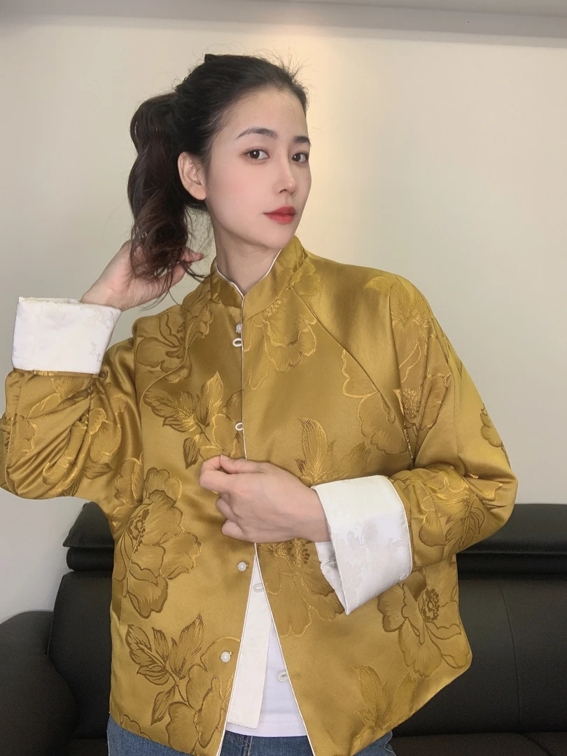 九月   花色满园   新款新中式国风夹棉长袖外套中国风外套女