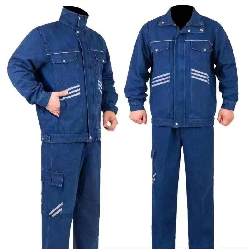 涤棉牛仔工作服加厚/工装/电焊工/春秋/长袖/防烫/耐磨/多口袋