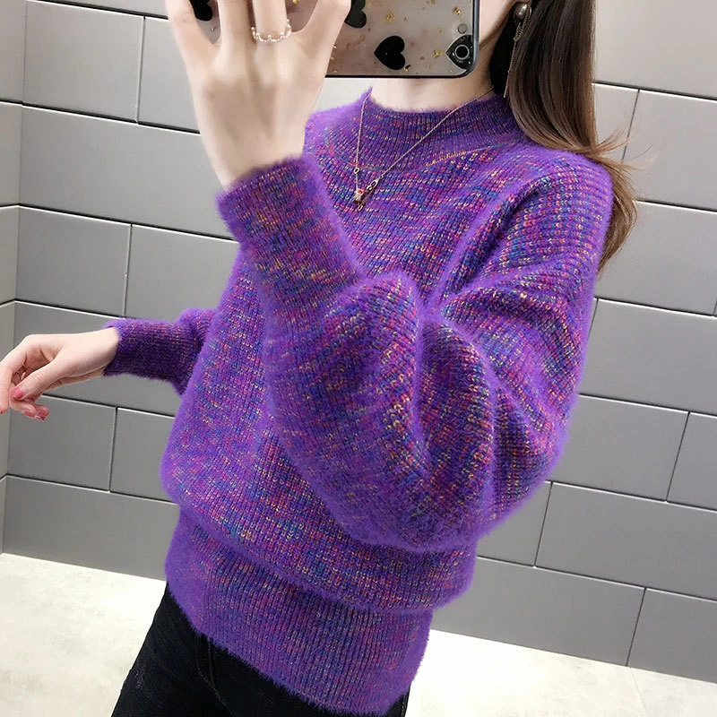 LY5654毛衣女宽松外穿套头秋装新款女时尚洋气仿貂绒打底衫女春秋