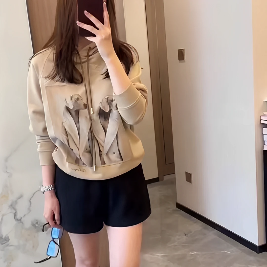 MAX MARA/麦丝玛拉 经典图案抽绳卫衣 女款宽松连帽休闲时尚长袖