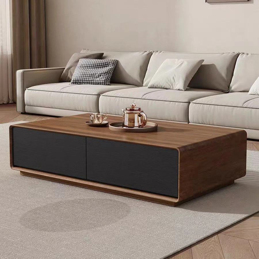 现代简约茶几极简现代长方形大小户型客厅创意储物高级黑灰色茶桌