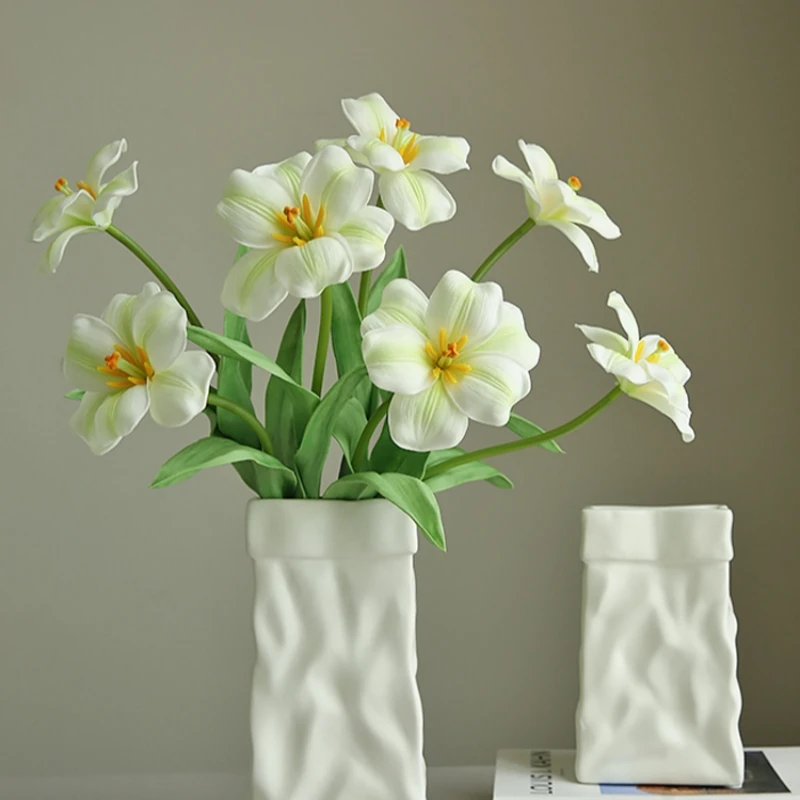 粉色高级感保湿手感郁金香仿真花假花小摆件高档婚庆美容院干花束