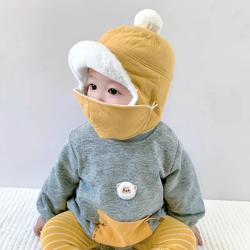 婴儿帽子秋冬季保暖帽宝宝帽子雷锋帽儿童防风护耳帽口罩男童女童