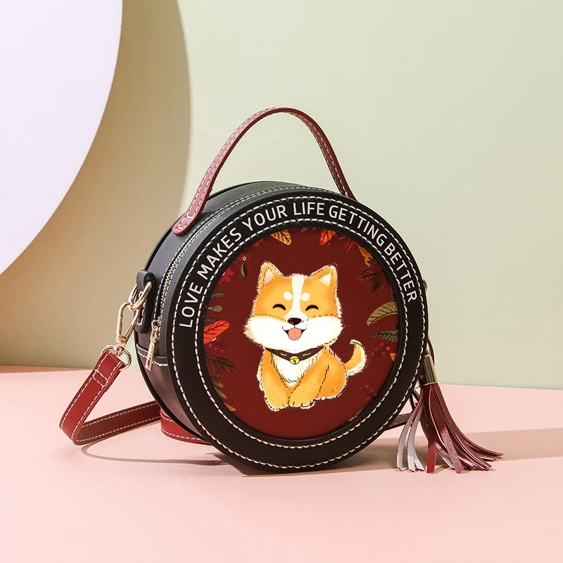柴犬圆包手工包包diy手工包编织包材料包自编礼物送女友单肩手提