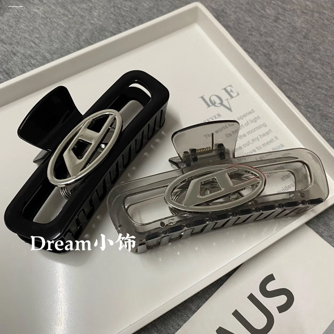 发量多时尚D字长方抓夹百搭后脑勺简约小众高颜值发卡发夹新款