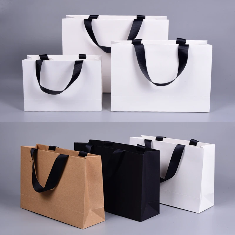服装购物手提袋礼品纸袋定制印刷礼袋宽布绳手拎袋简约纯色手提袋