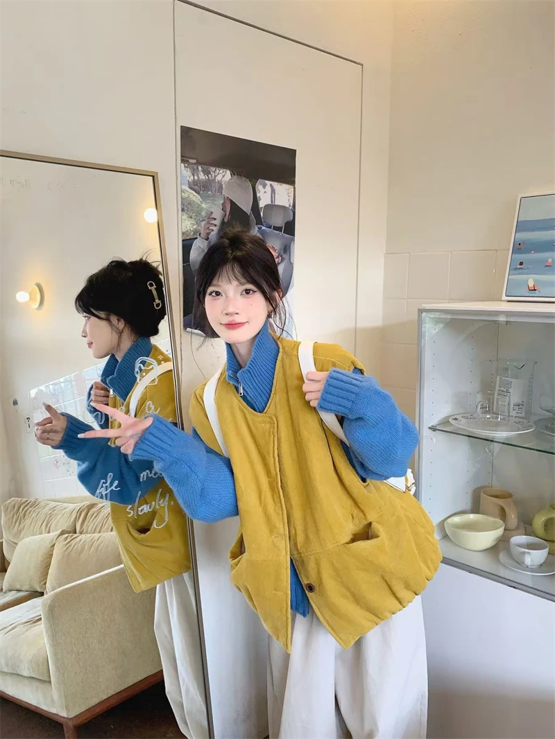 【NYPP】秋季新款日系复古马甲灯芯绒宽松休闲百搭马甲外套上衣