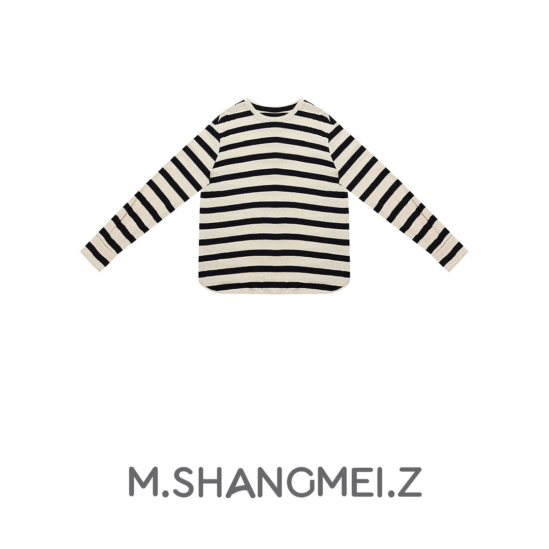 M.SHANGMEI.Z/沐熙美大哥推荐撞色休闲慢条思理T恤打底衫x010088