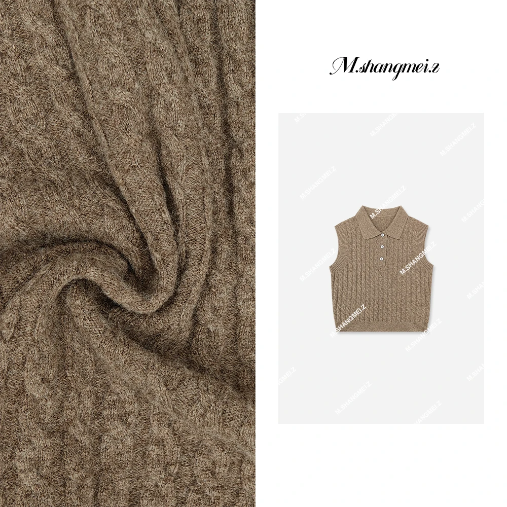 M.SHANGMEI.Z/沐熙美大哥百搭时尚针织翻领麻花毛衣背心X070609