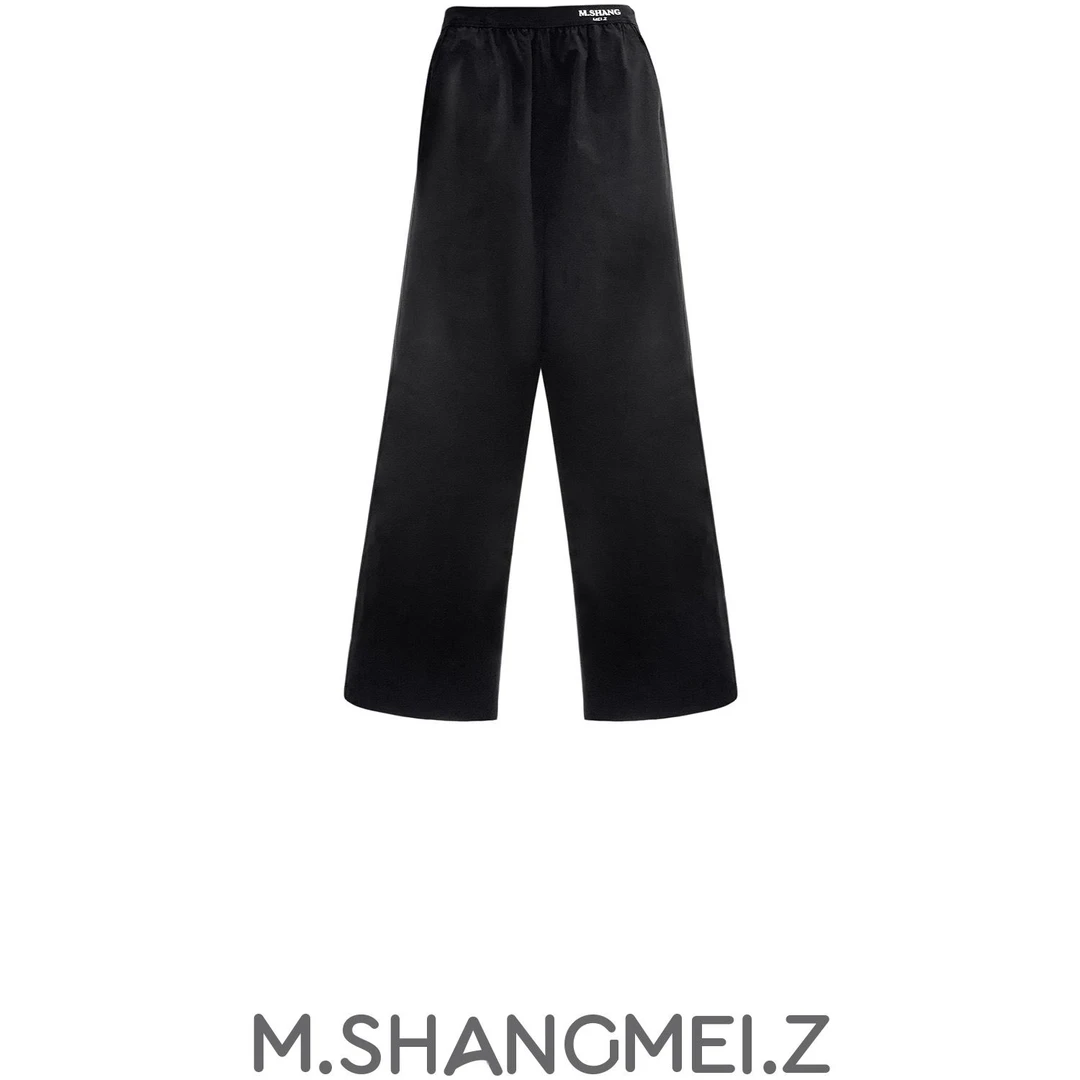M.SHANGMEI.Z/沐熙美大哥推荐{修身穿搭}松紧腰字母腰阔腿裤x0033