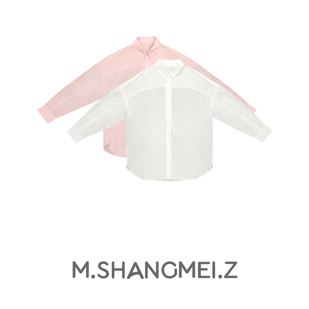 M.SHANGMEI.Z/沐熙美大哥推荐休闲极简风轻薄苎麻天丝衬衫x010012