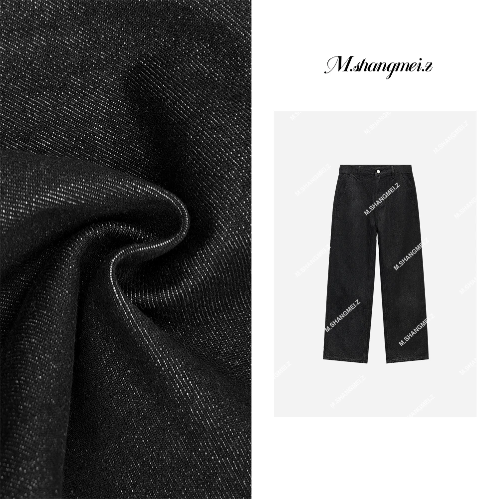 M.SHANGMEI.Z/沐熙美大哥显瘦百搭设计潮流黑色直筒牛仔裤X070592