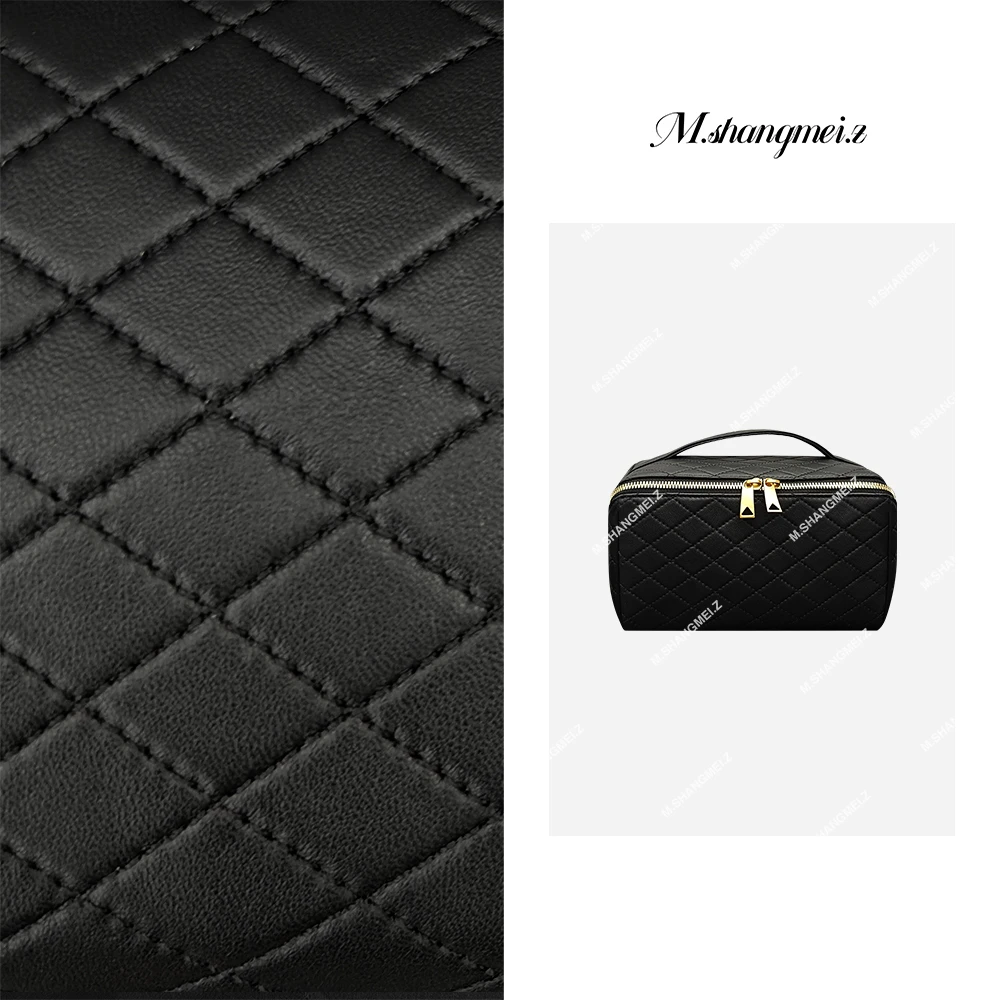 M.SHANGMEI.Z/沐熙时尚简约百搭便携黑色菱格小香风化妆包F05085