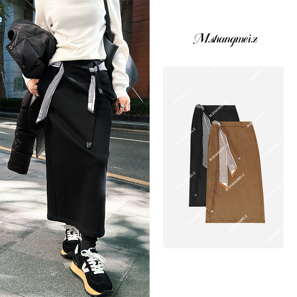 M.SHANGMEI.Z/沐熙美大哥气质女士简约丝巾半身裙X090825