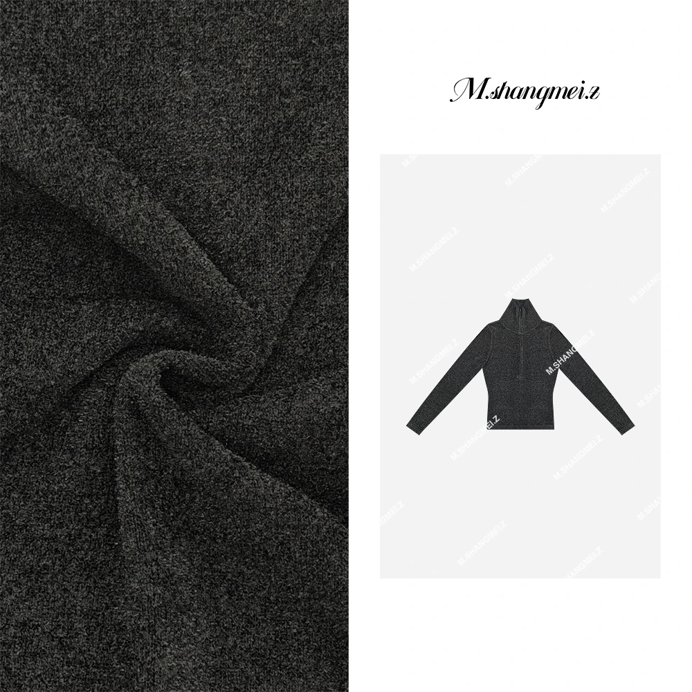 M.SHANGMEI.Z/沐熙美大哥长袖休闲黑色立领针织上衣X100982