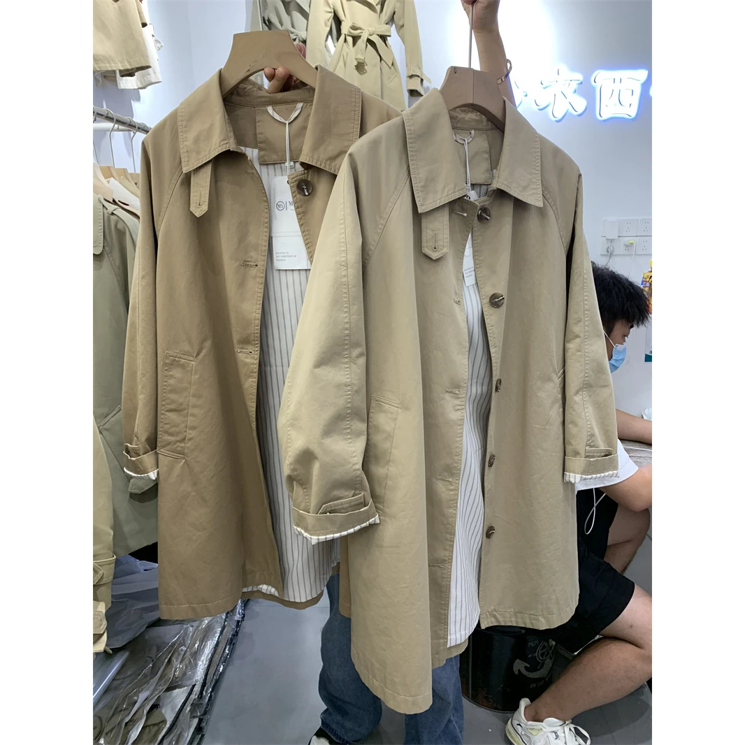 风衣女款2025春秋新款韩版单排扣中长款风衣修身外套女休闲宽松