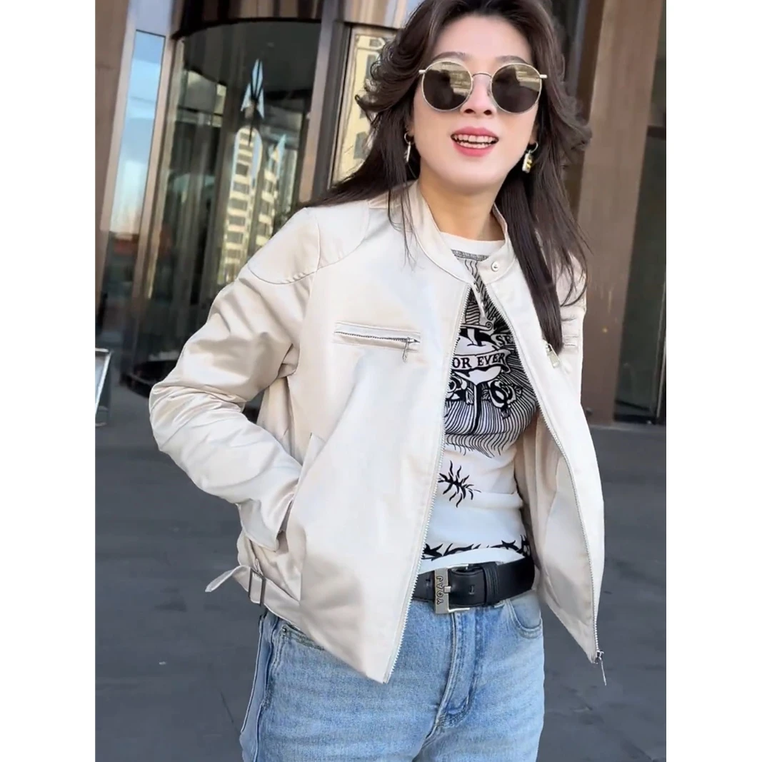 时尚小个子外套女短款上衣春季新款韩版高级感美式复古机车夹克