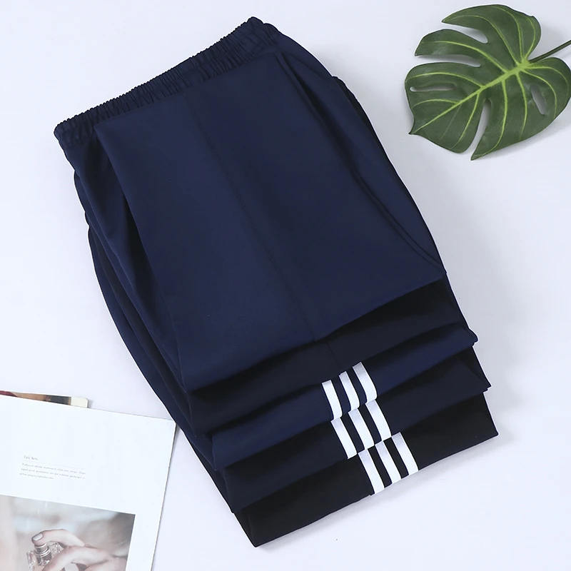 春秋款南韩丝纯色净版三道杠男女通用校服裤