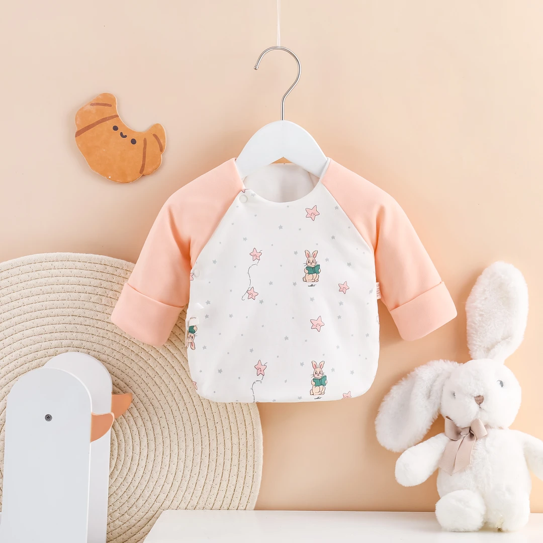 新生儿衣服产房纯棉半背衣加棉柔软婴儿和尚半背满月婴儿{2件装}