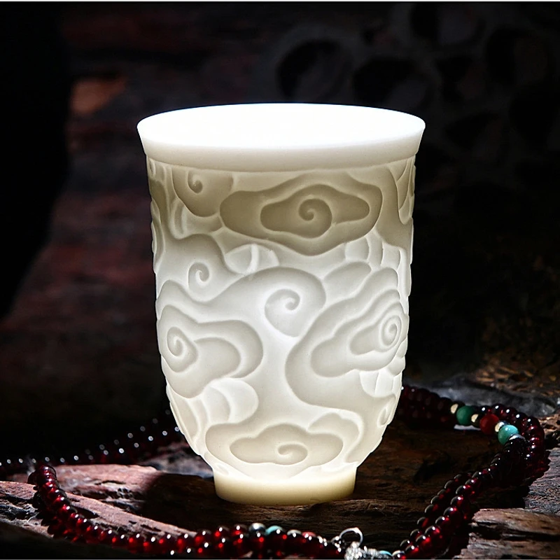 （宠粉福利）羊脂白瓷祥云茶杯陶瓷主人杯茶杯