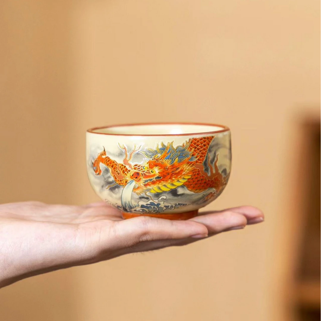鸿龙铜钱杯生肖陶瓷茶杯家用中国风建盏