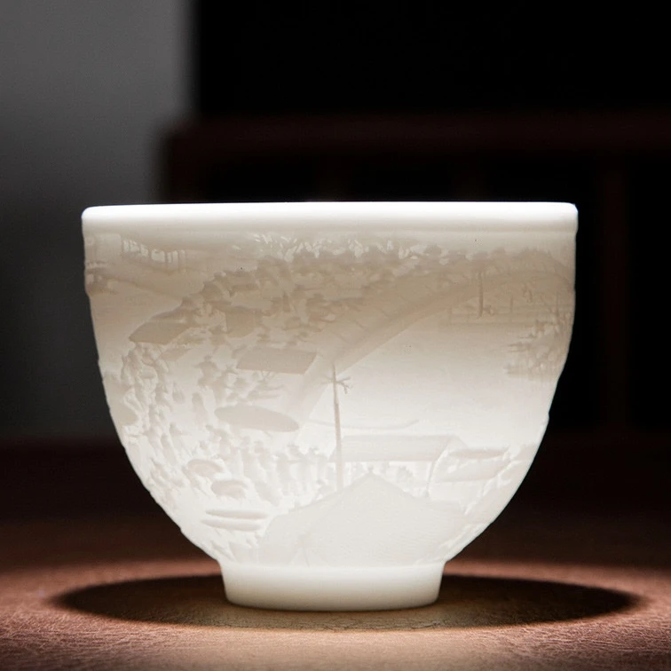 浮雕清明上河图喝茶杯主人杯陶瓷杯
