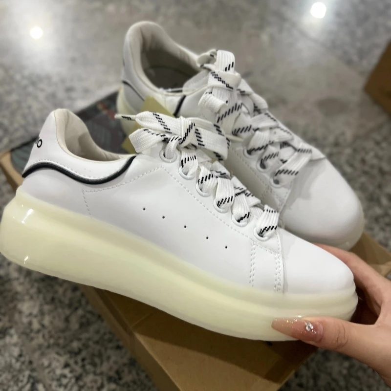 小白鞋女松糕厚底情侣真皮休闲鞋03052W